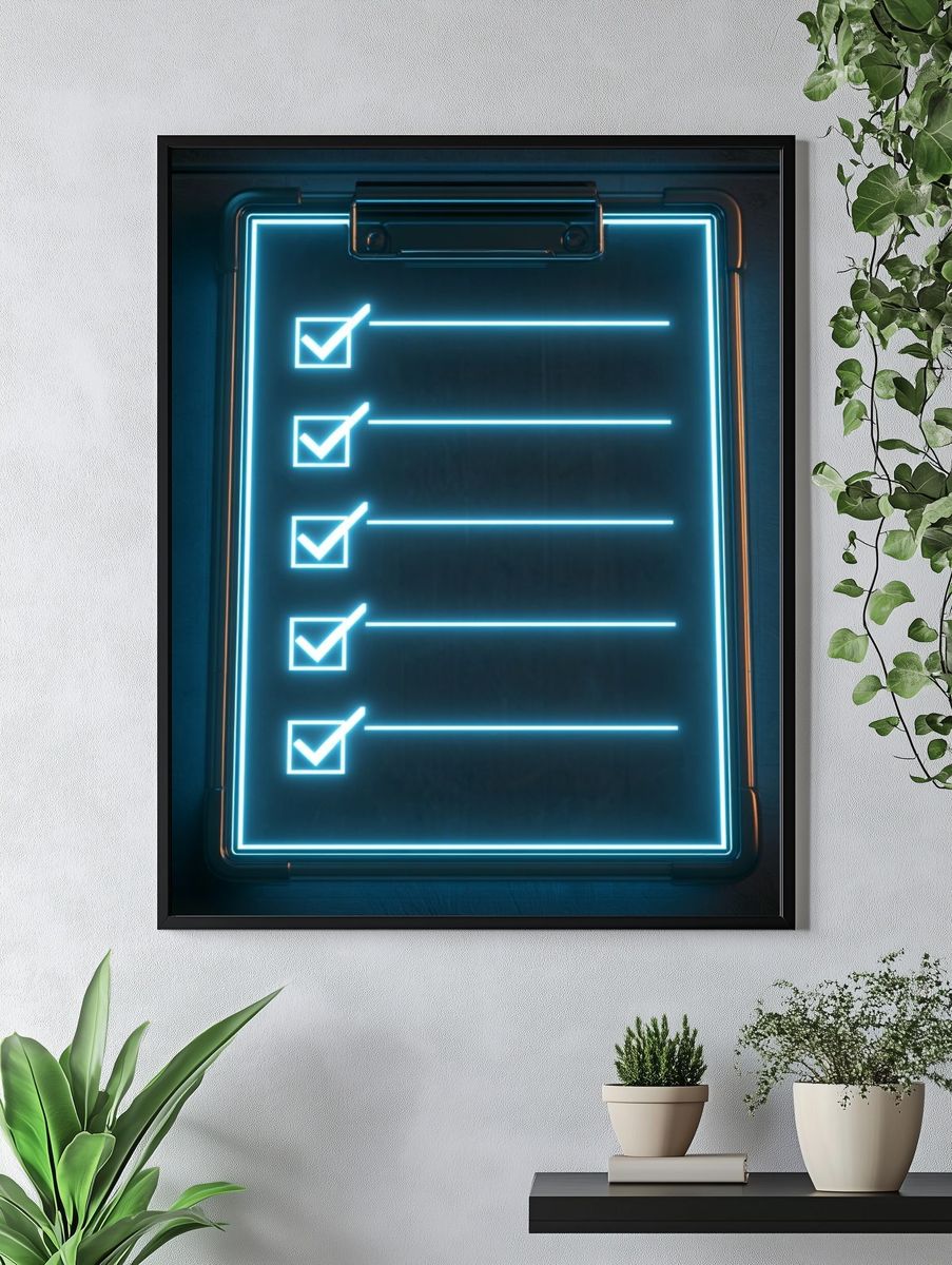 Neon Checklist Typography Poster. — room view 4