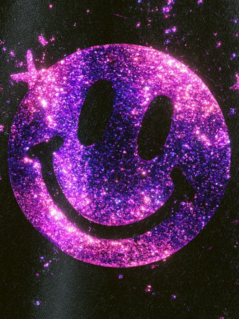 Glitter Smiley Face Typography Print. poster detail