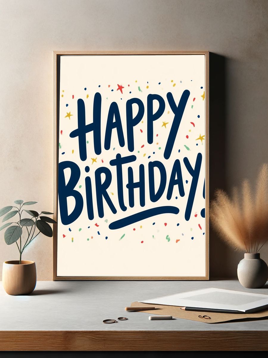 Happy Birthday Typography Poster. — room view 2