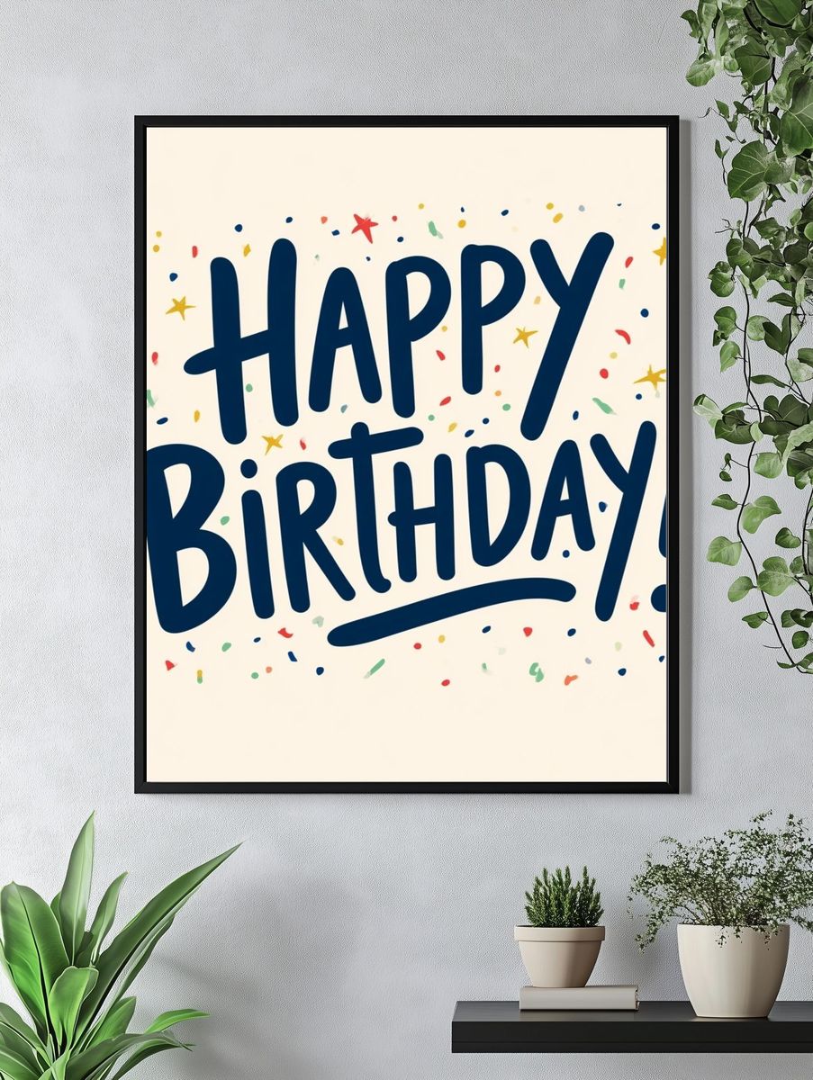 Happy Birthday Typography Poster. — room view 4