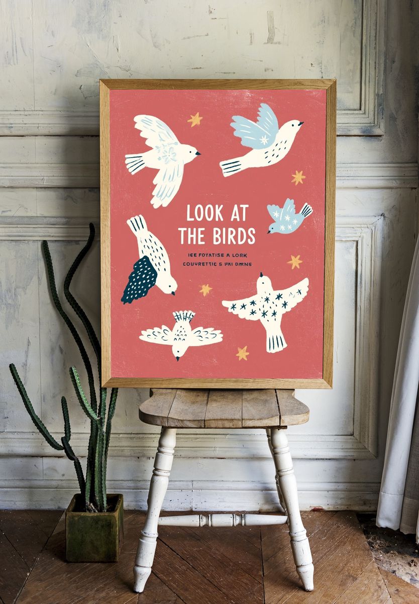 Look at the Birds Typography Poster. room preview