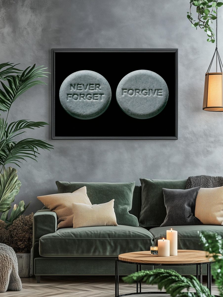 Never Forget Pill Typography Poster. — room view 4