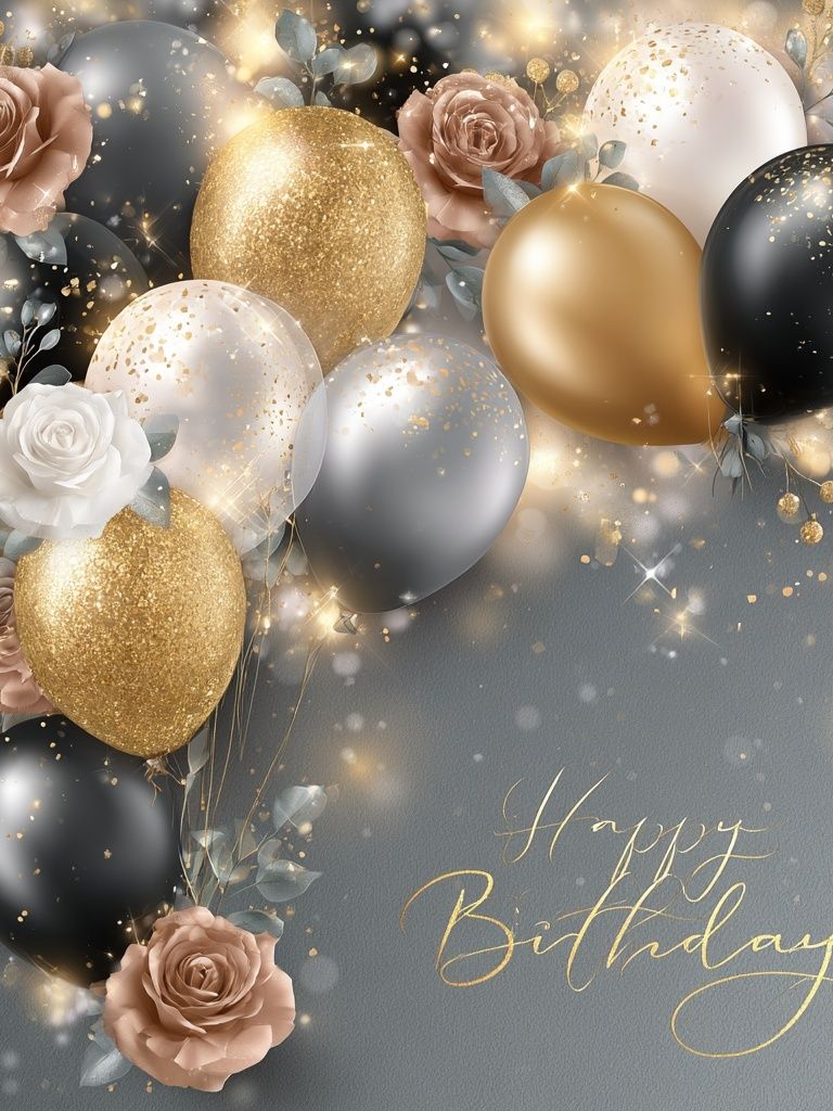 Happy Birthday Balloons Typography Poster. poster detail