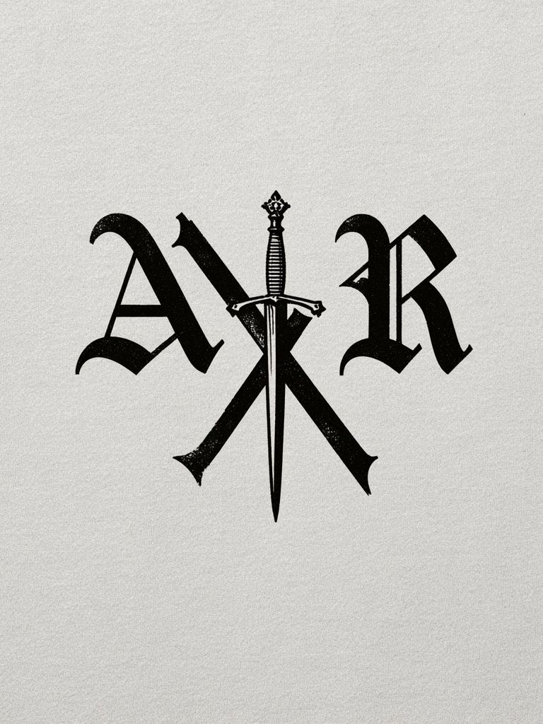 Blackletter Sword Monogram Poster. poster — typography art