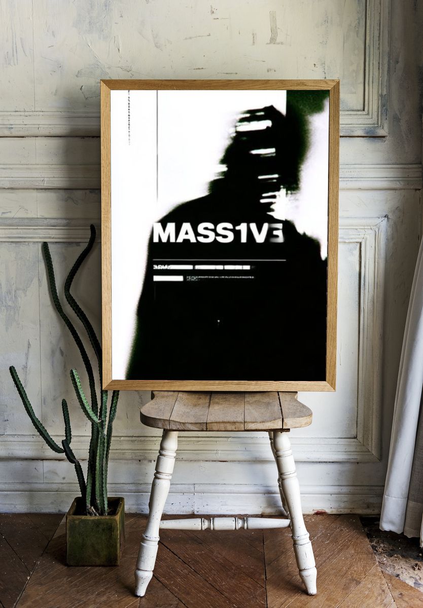 Massive Glitch Typography Poster. room preview