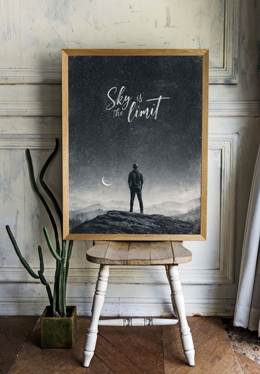 Sky Is the Limit Typography Poster. room preview