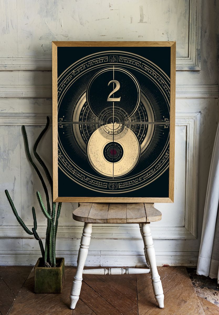 Yin Yang Number 2 Typography Poster. room preview