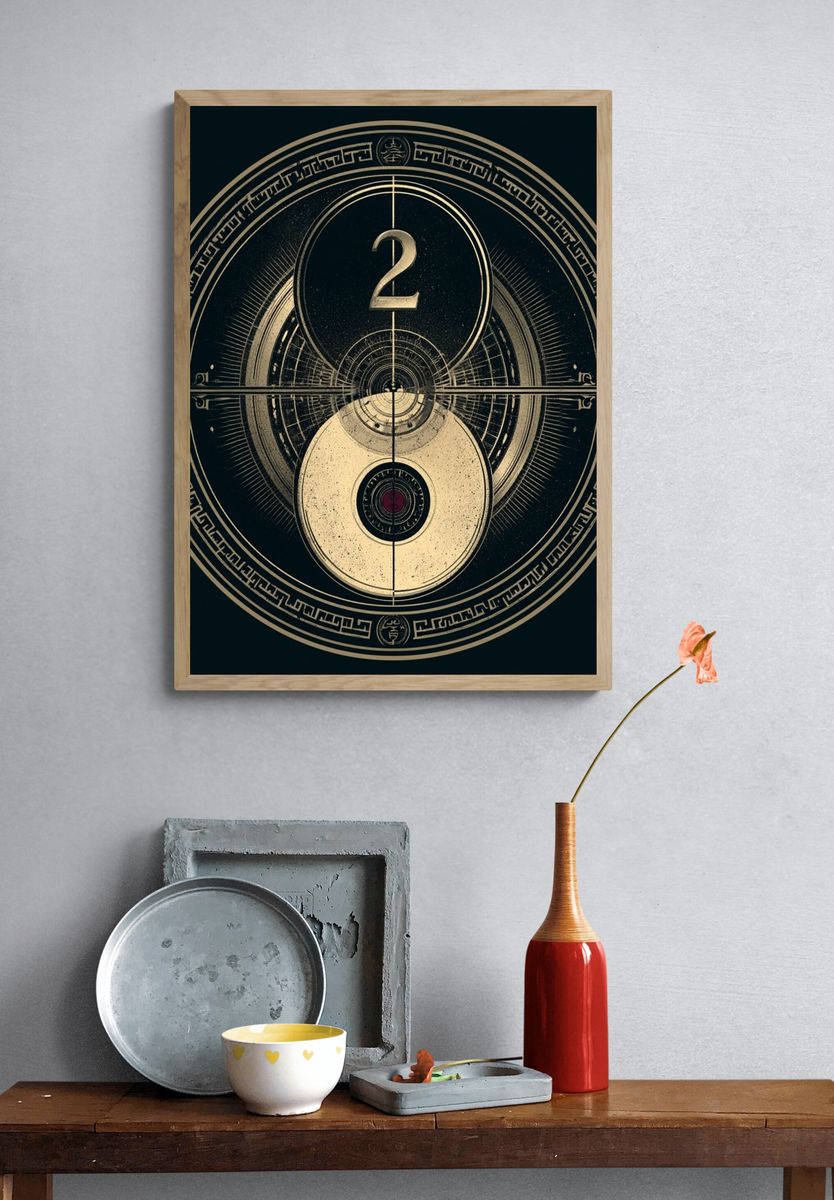 Yin Yang Number 2 Typography Poster. — room view 3