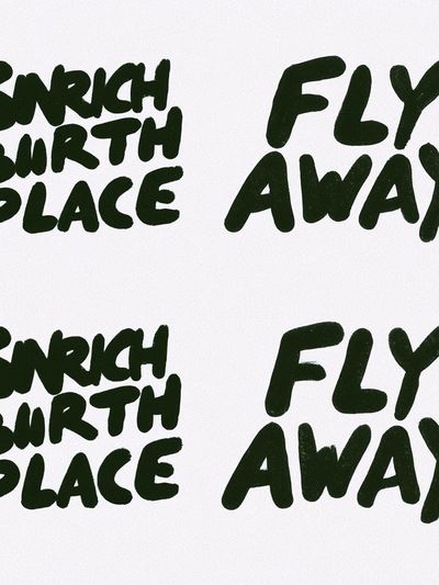 Snrich Birth Place Fly Away Typography Poster.