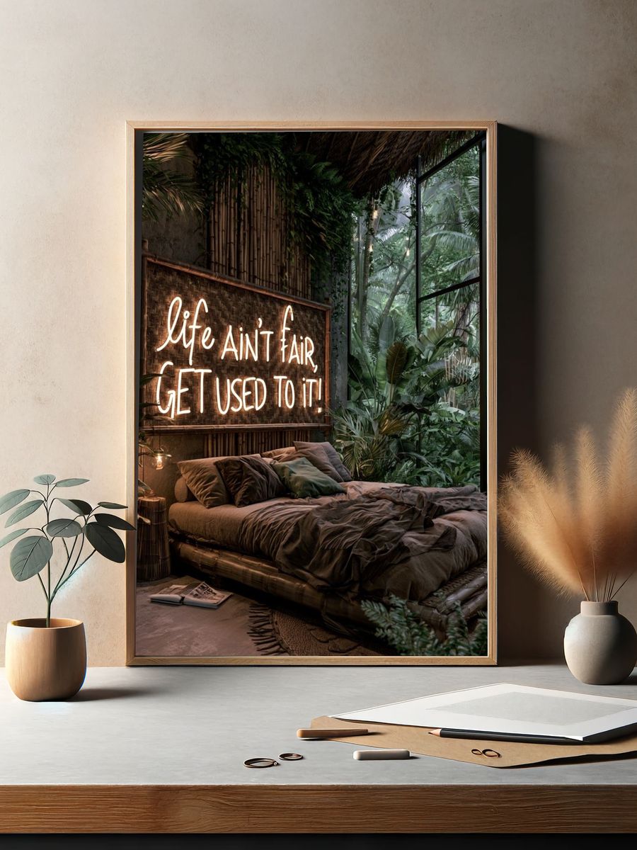 Jungle Bedroom Quote Typography Poster. — room view 2