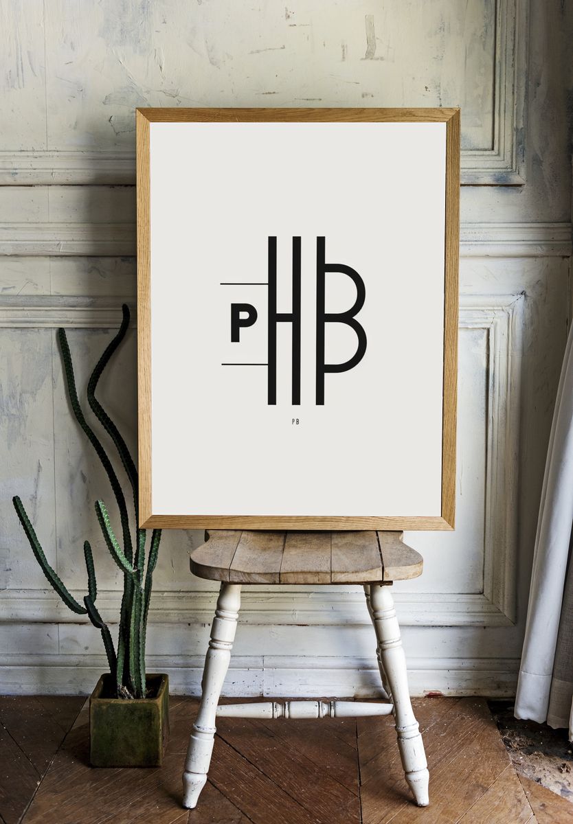 PB Monogram Minimalist Poster. room preview