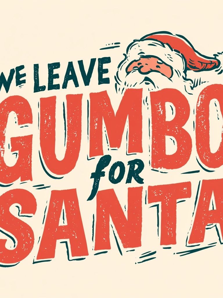 We Leave Gumbo for Santa Typography Poster. poster detail
