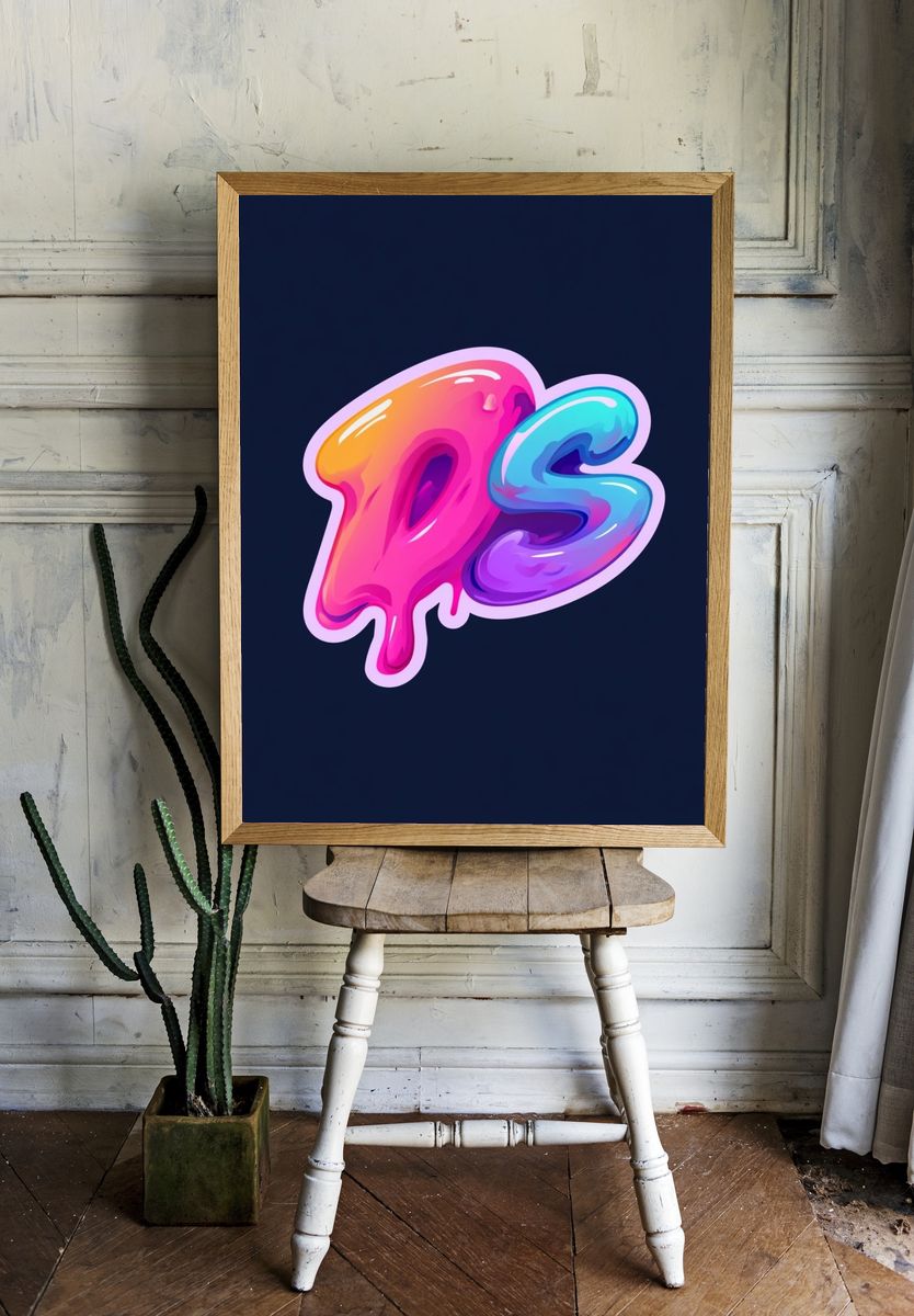 Neon Drip PS Typography Poster. room preview