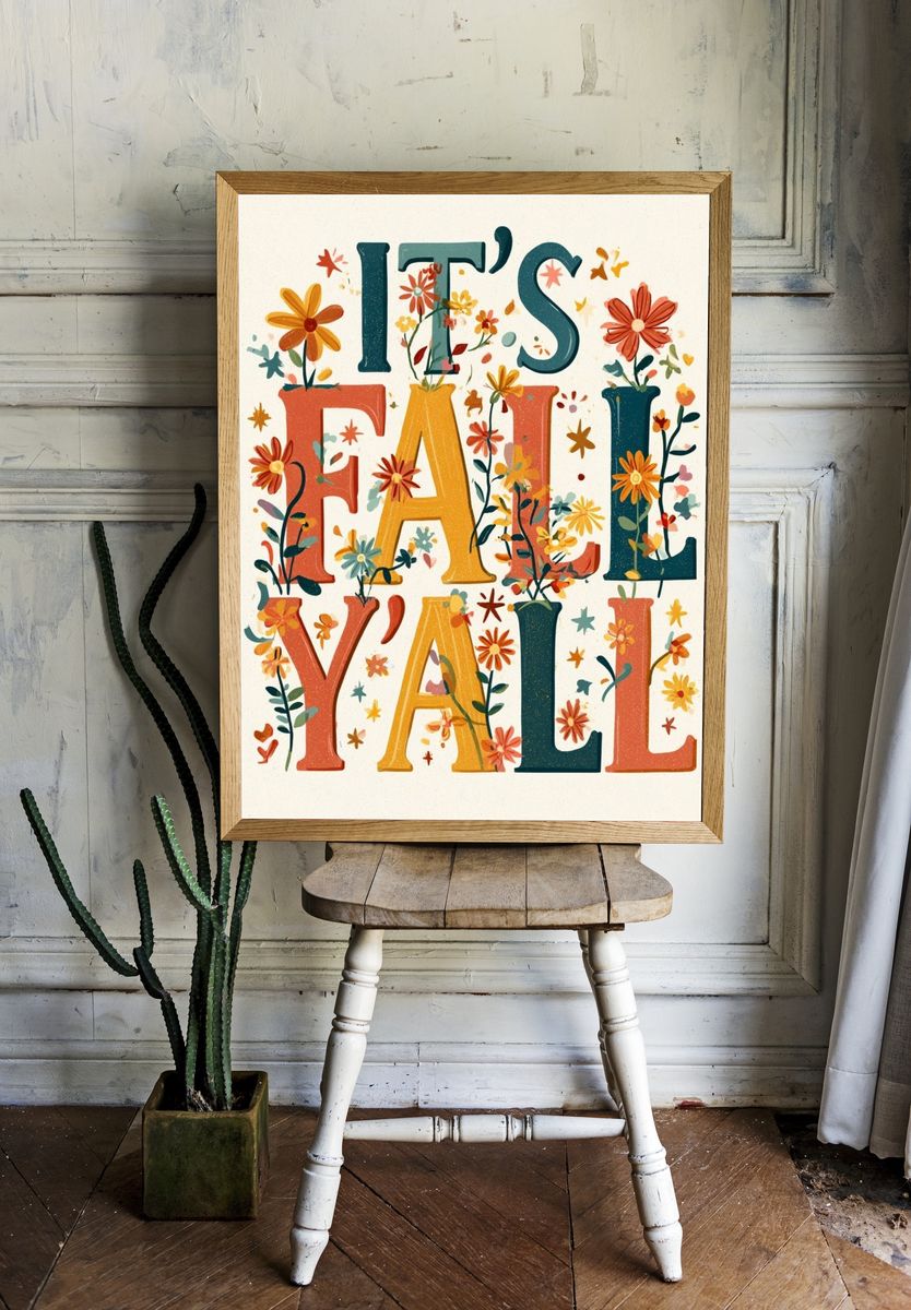 It's Fall Y'all Typography Poster. — room view 1