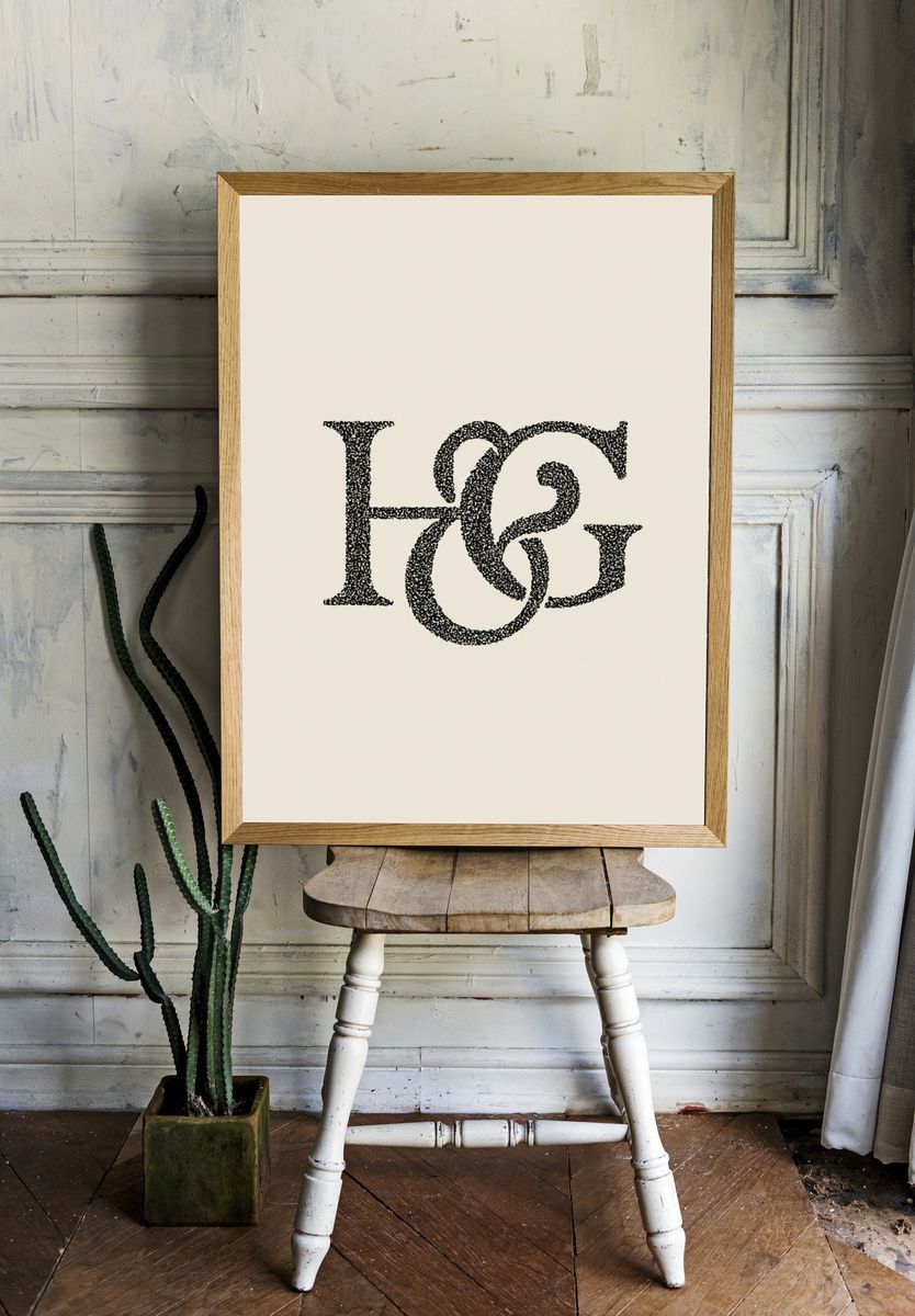 HG Monogram Typography Poster. room preview