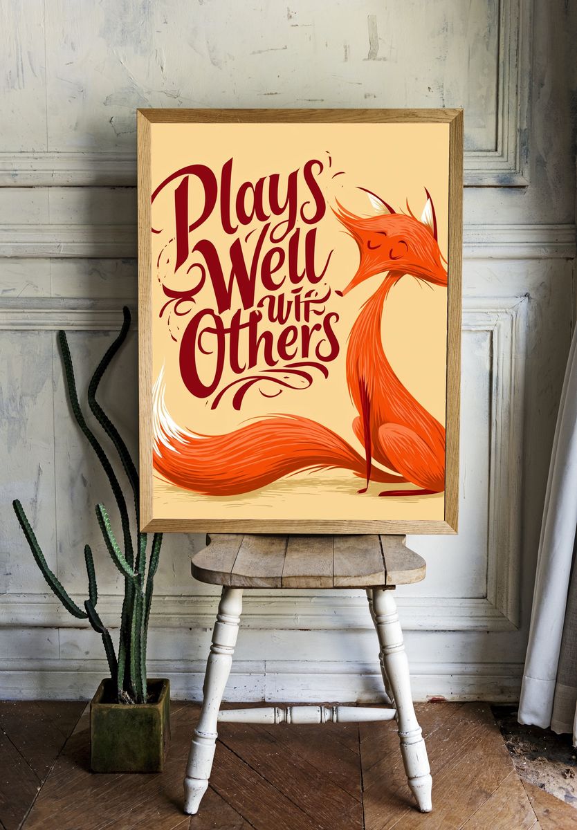 Playful Fox Typography Poster. — room view 1