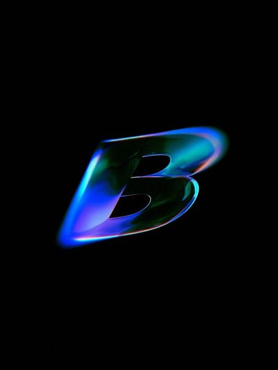 Neon B Letter Typography Poster.
