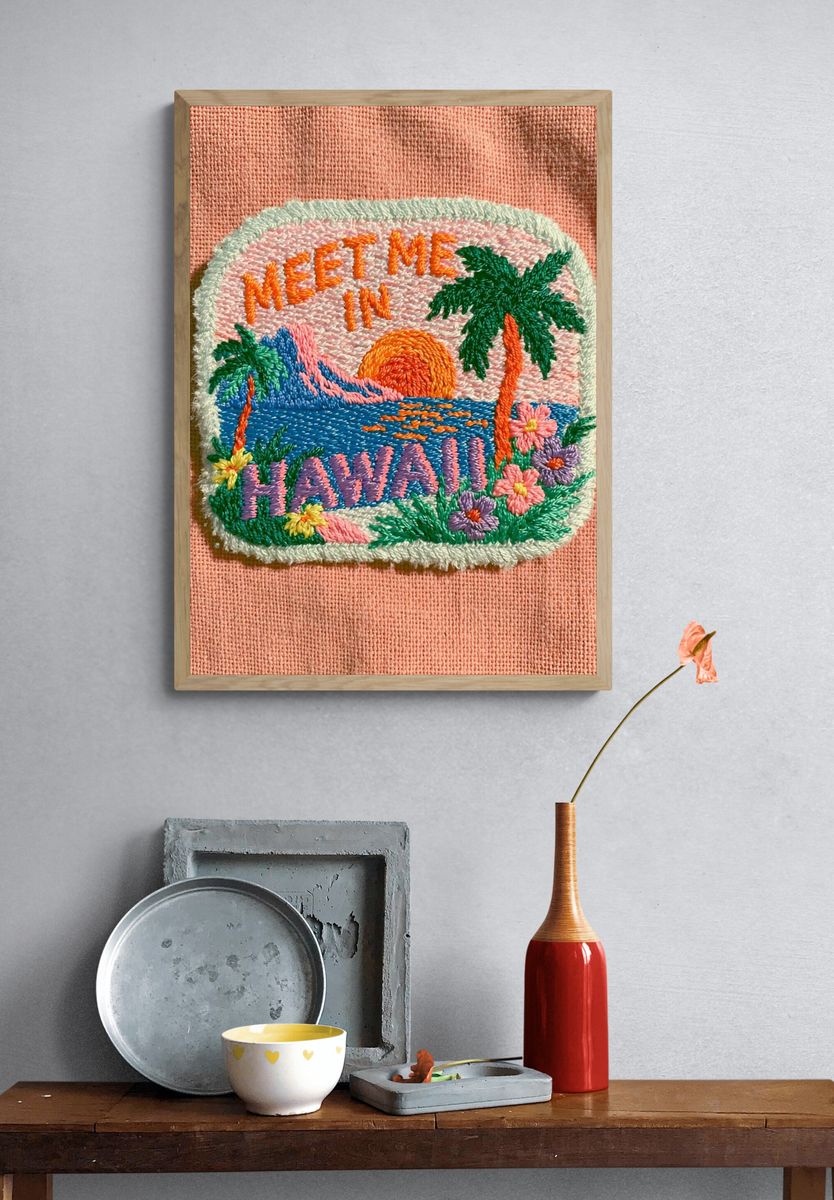 Meet Me in Hawaii Typography Poster. — room view 3