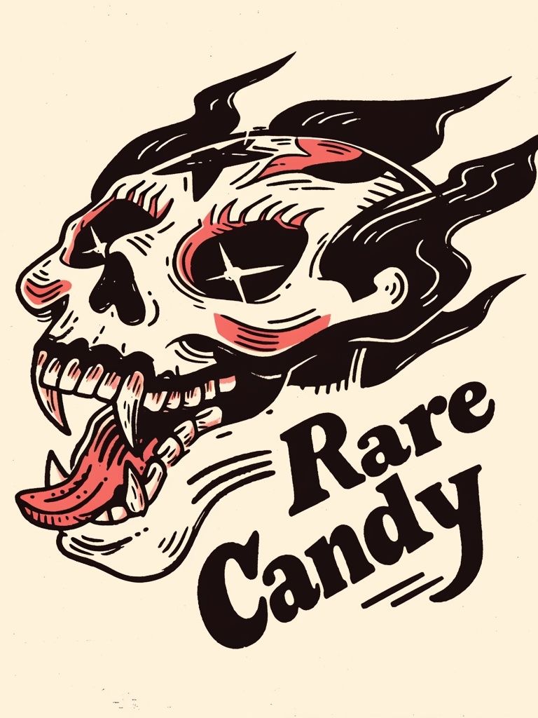 Rare Candy Skull Typography Poster. poster — typography art