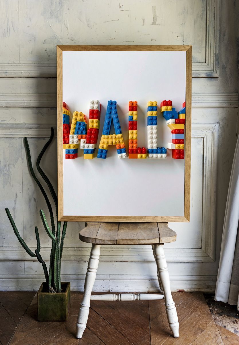 Colorful LEGO YAY Typography Poster. room preview