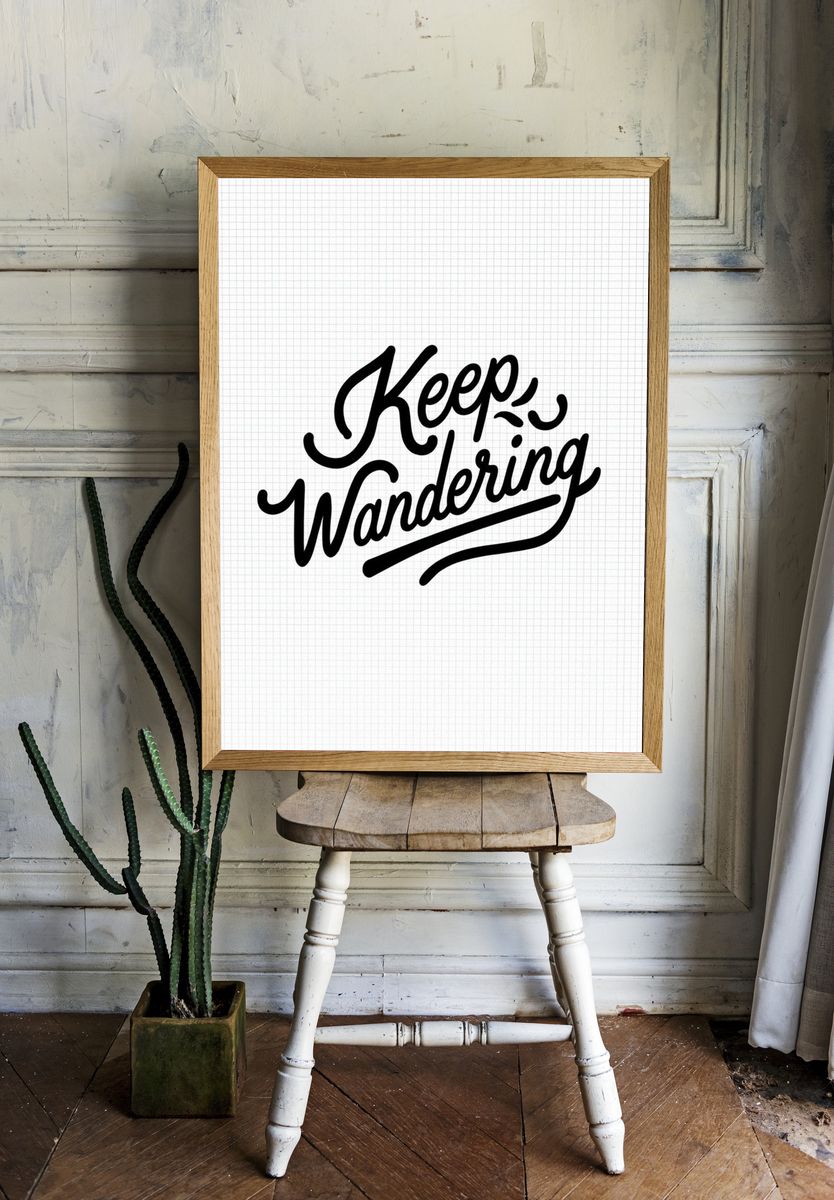 Keep Wandering Typography Poster. room preview