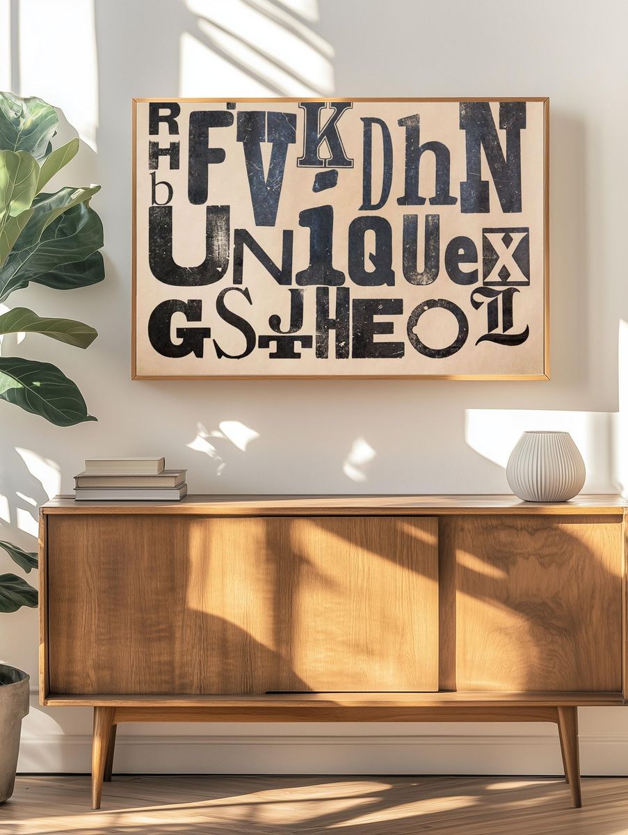 Free letters typography wood image. — room view 3