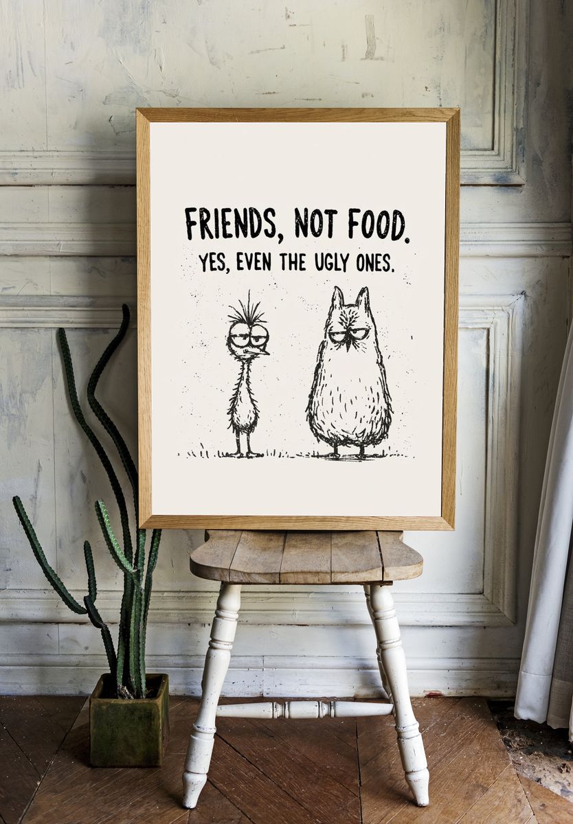 Friends, Not Food Typography Print. room preview