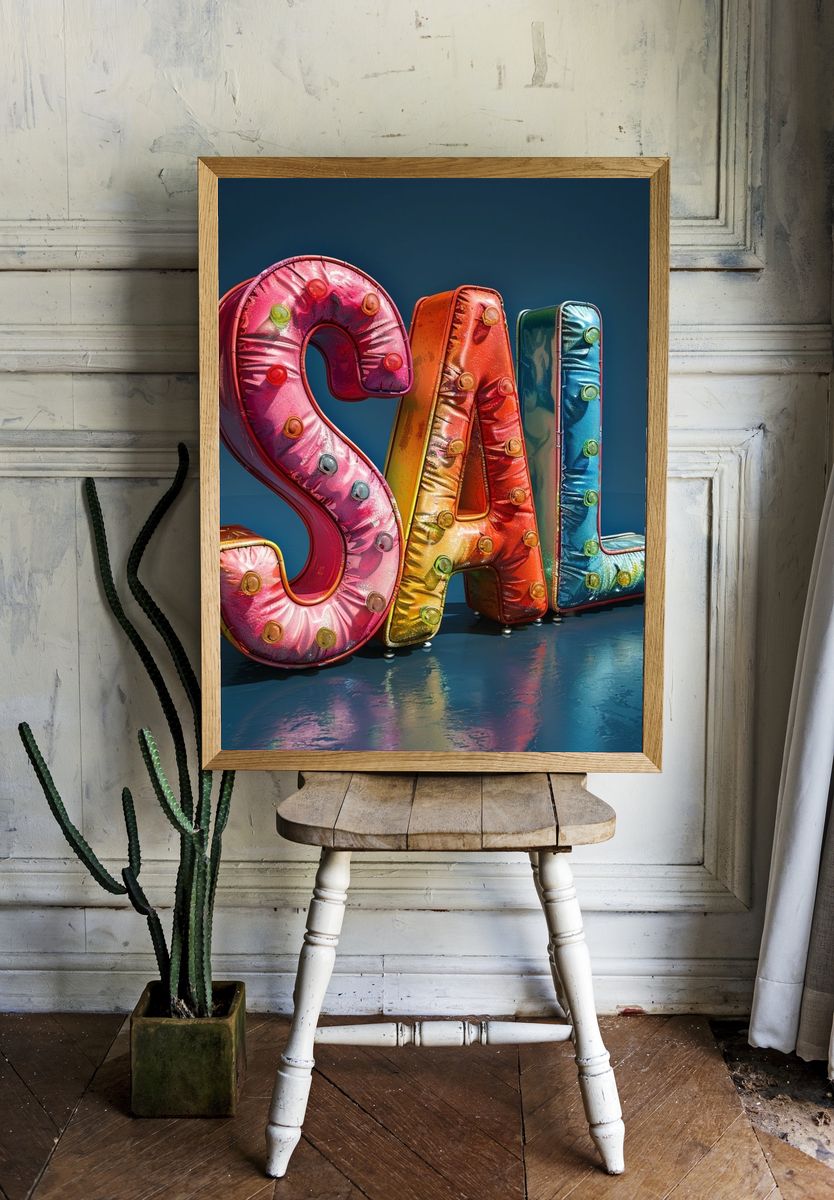 Colorful SALE Typography Poster. room preview