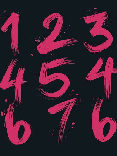 Neon Brush Numbers Typography Poster.