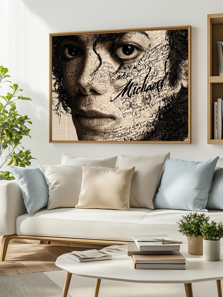 Michael Jackson Typography Portrait Poster. — room view 2