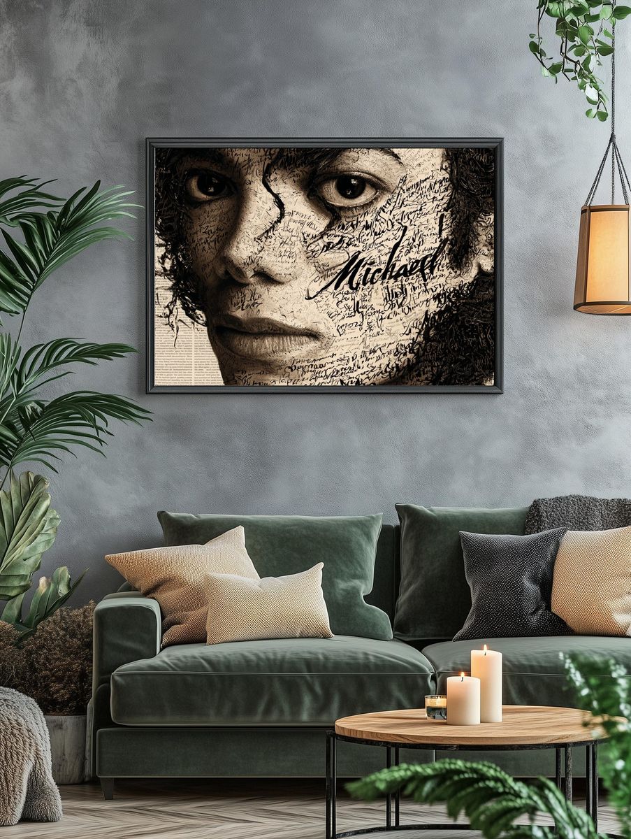 Michael Jackson Typography Portrait Poster. — room view 4