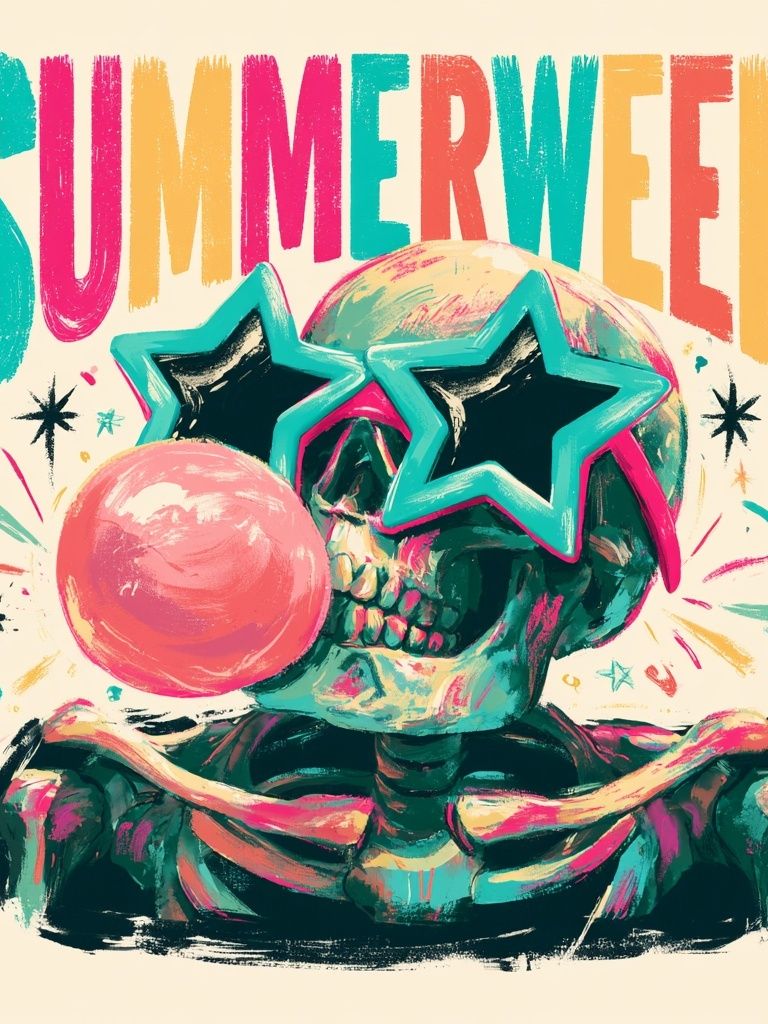 Summerween Skull Typography Poster. poster detail
