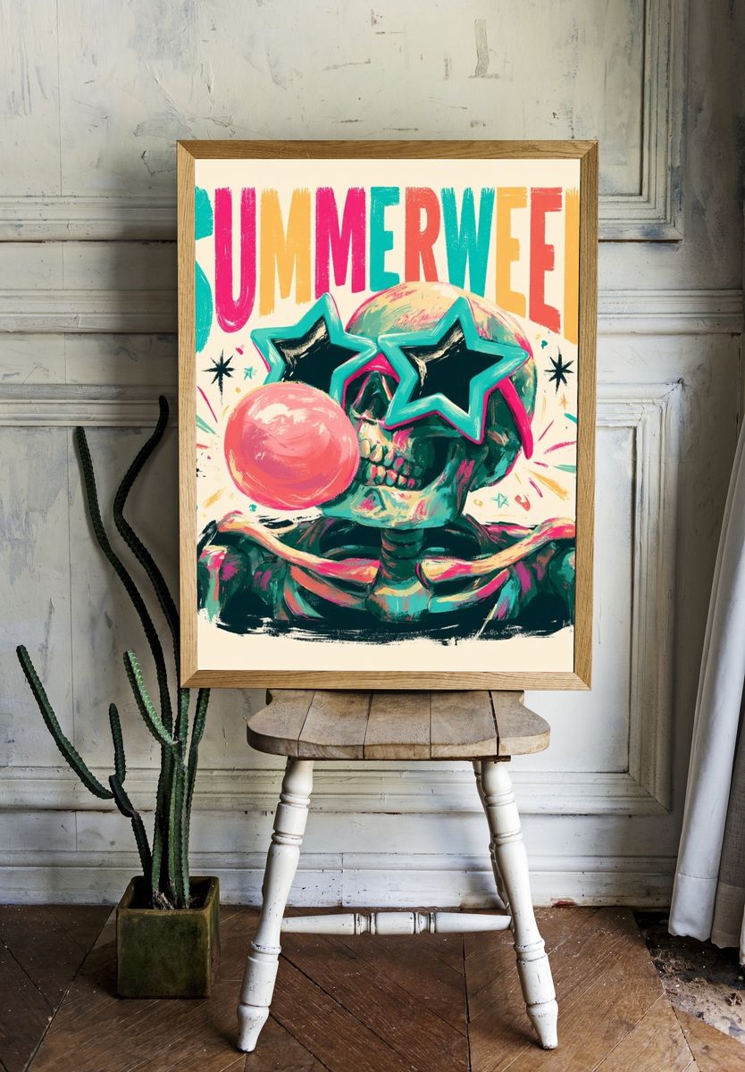 Summerween Skull Typography Poster. room preview