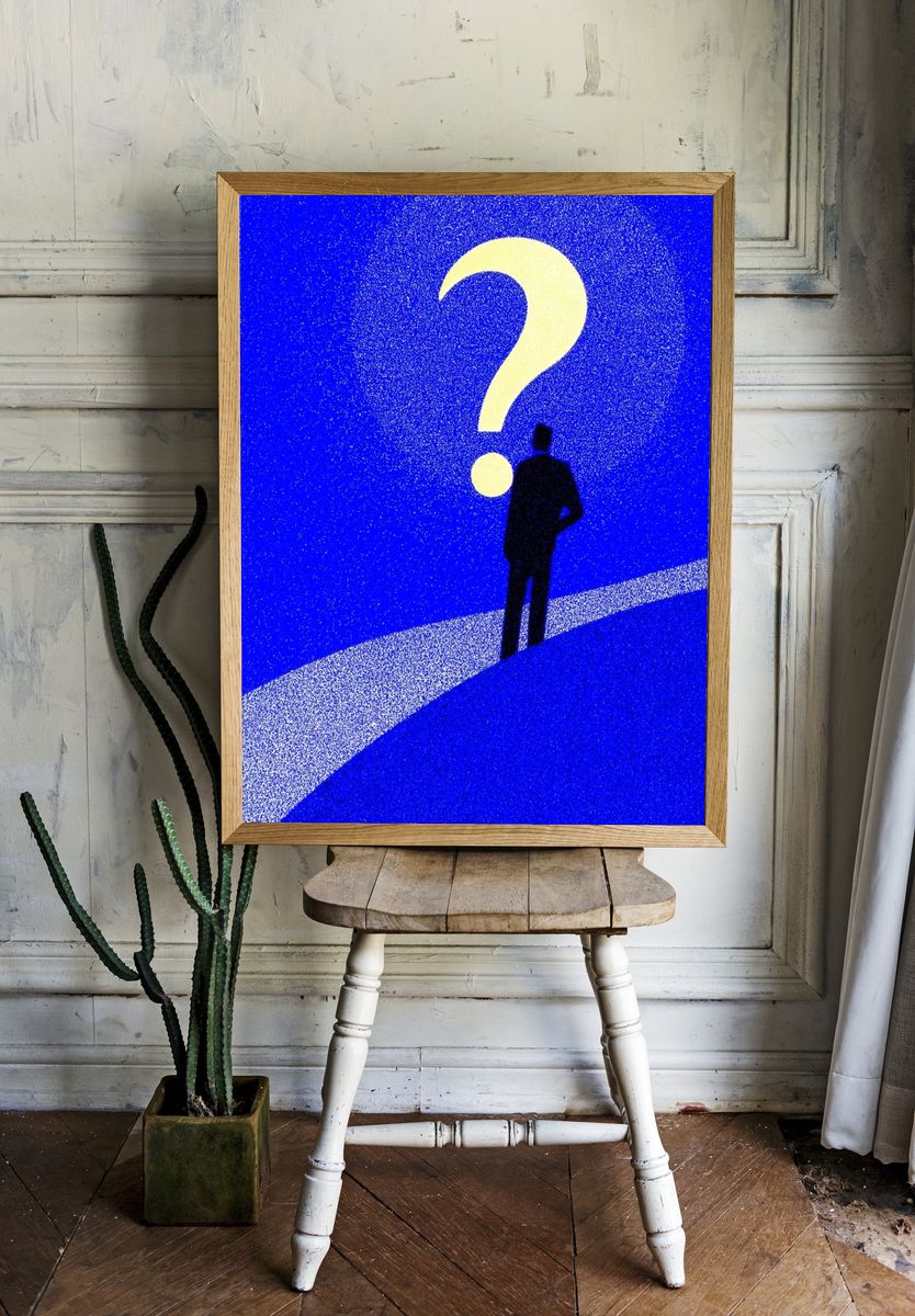 Question Mark Silhouette Typography Poster. room preview