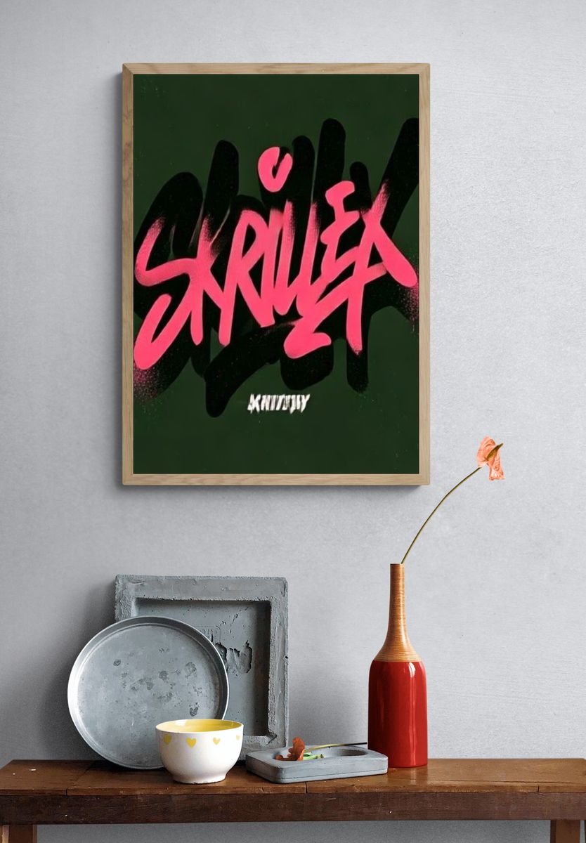 Skrillex Graffiti Typography Poster. — room view 3