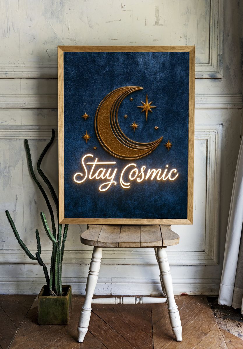 Stay Cosmic Typography Poster. — room view 1