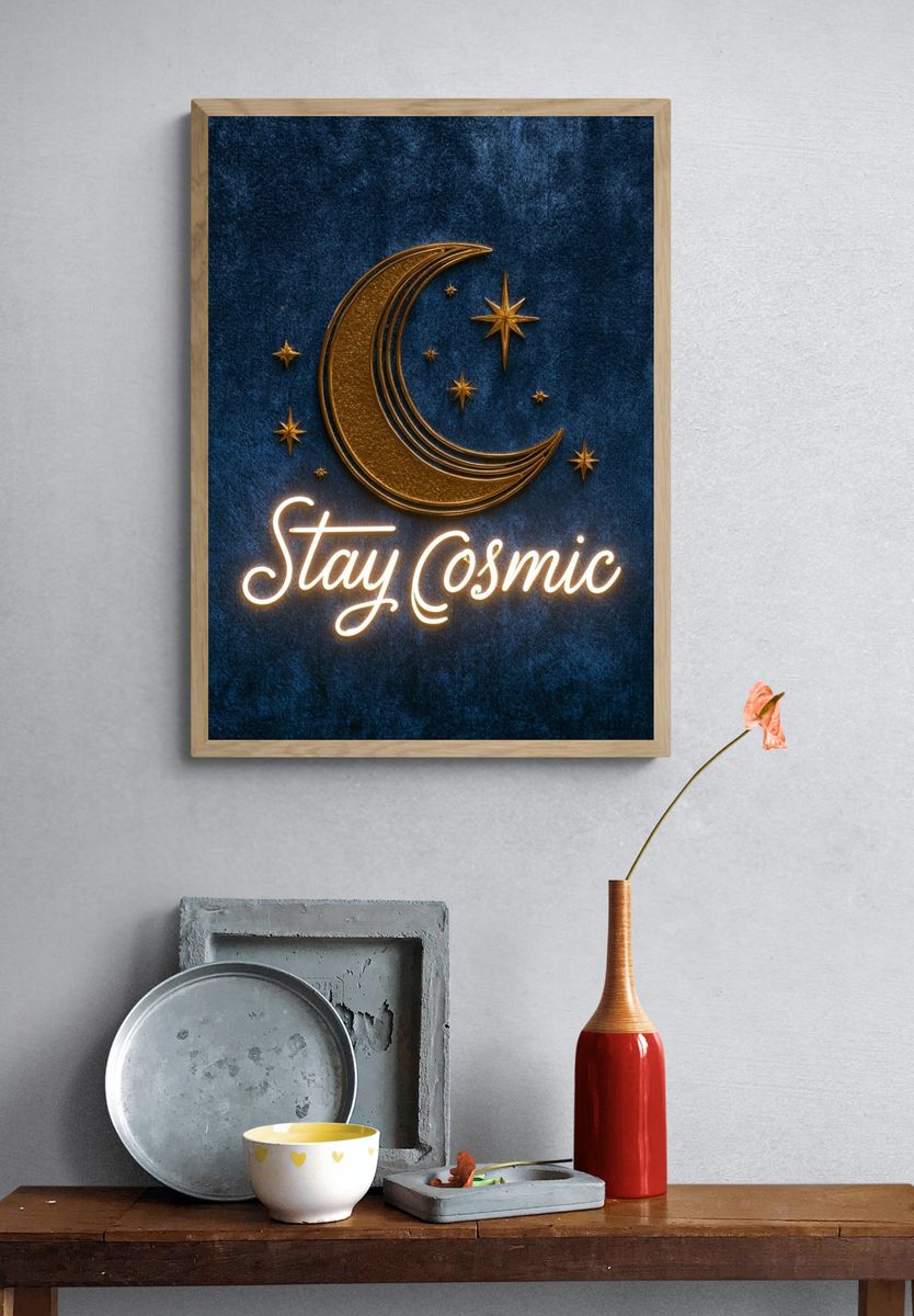 Stay Cosmic Typography Poster. — room view 3