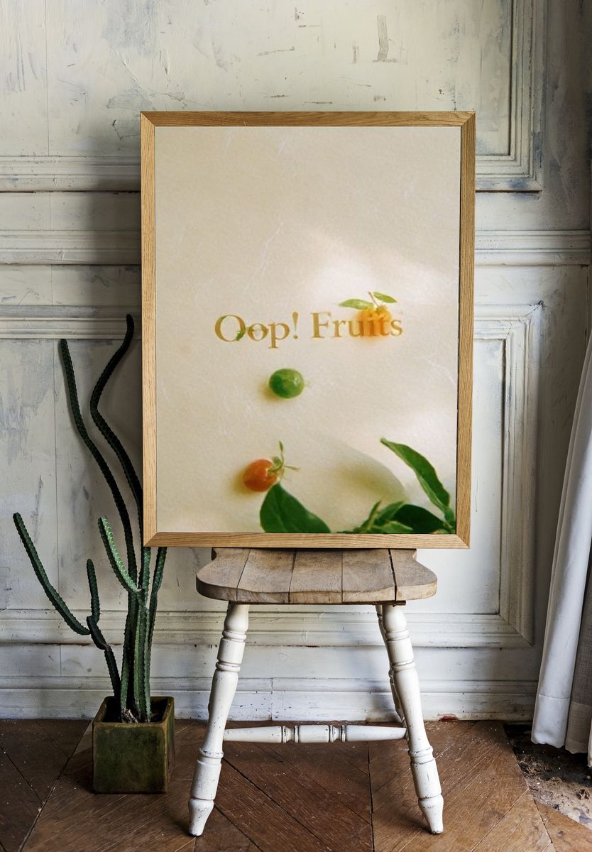 Oops! Fruits Typography Poster. room preview