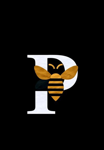 Bee Letter P Typography Poster.