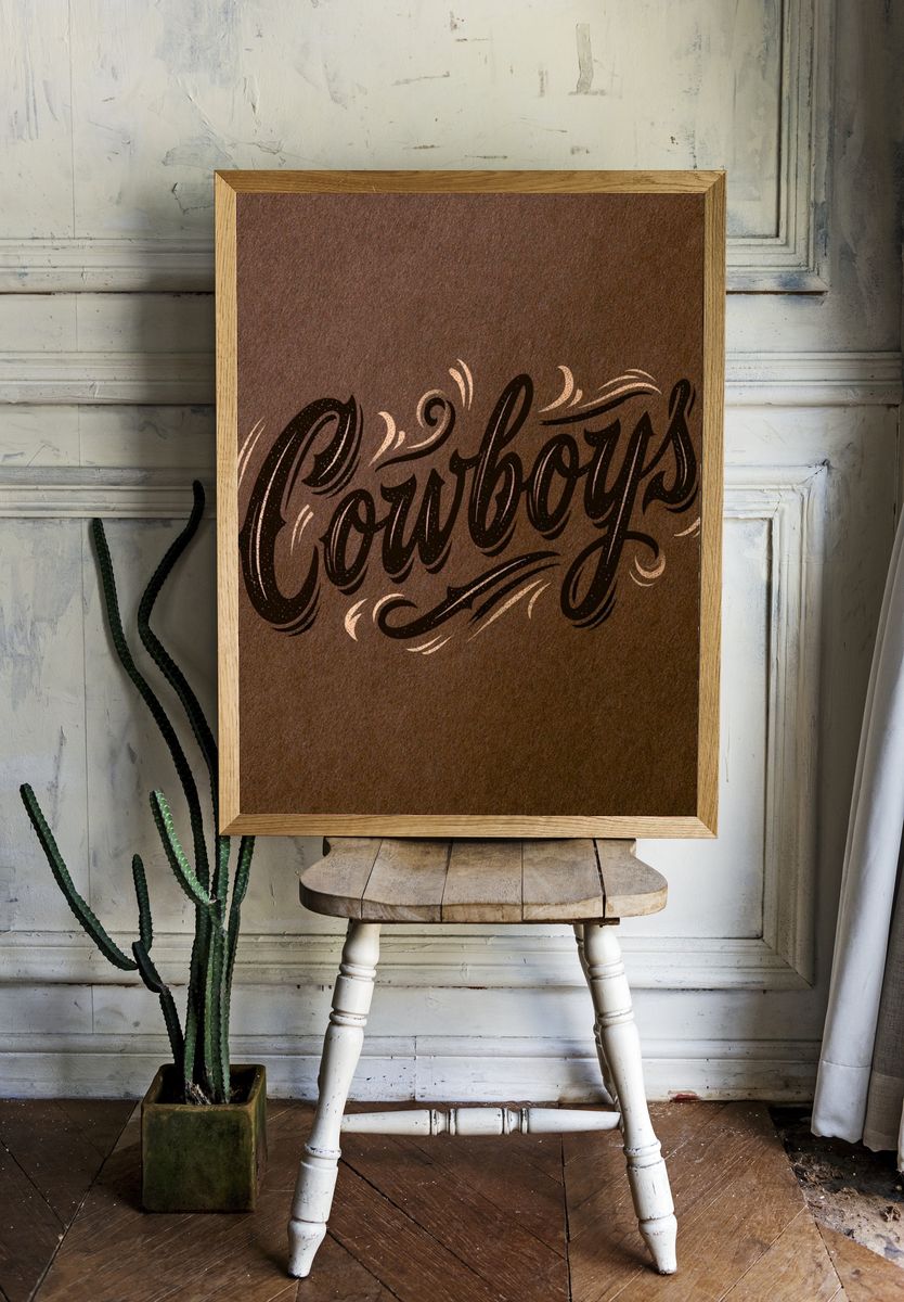 Cowboys Script Typography Poster. room preview
