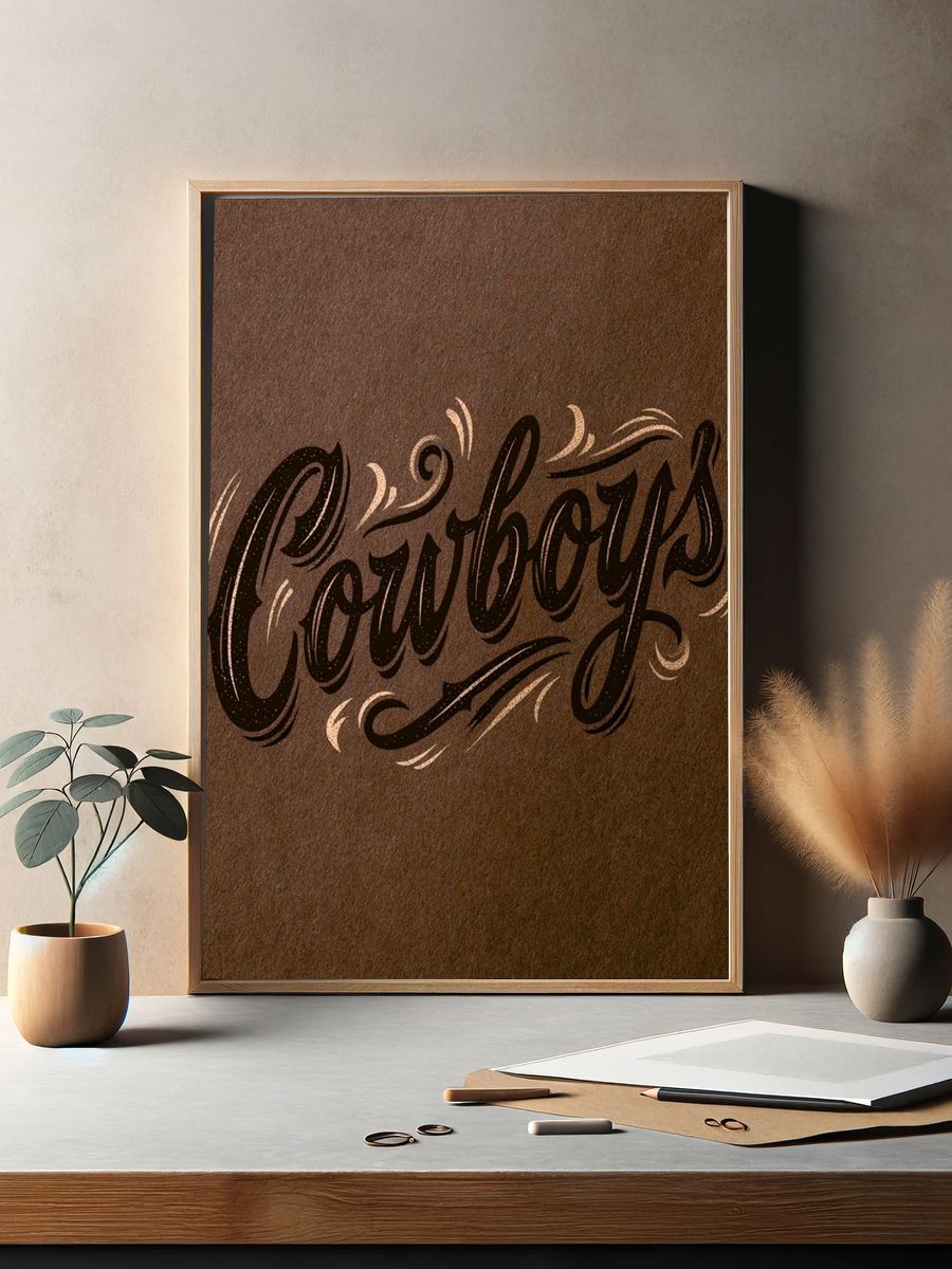 Cowboys Script Typography Poster. — room view 2