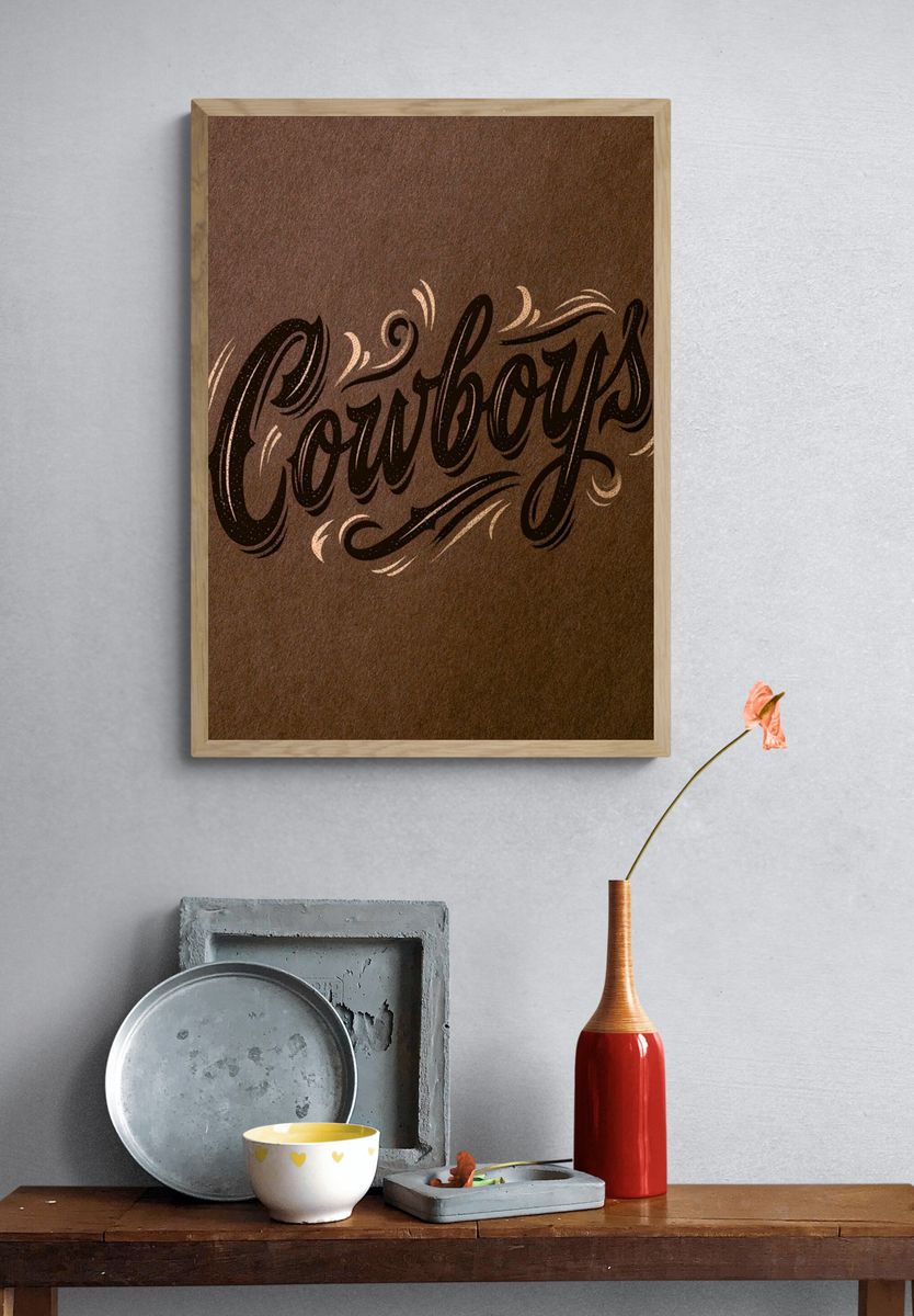 Cowboys Script Typography Poster. — room view 3