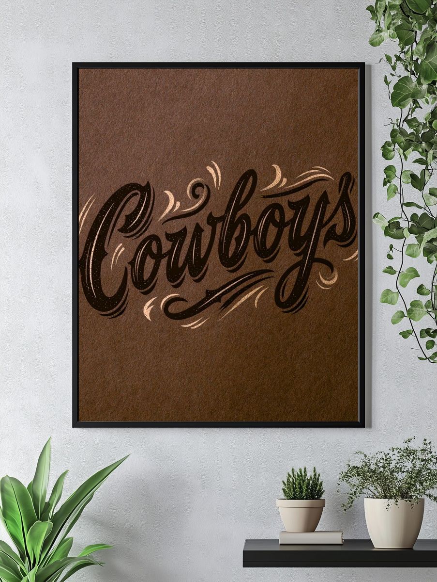 Cowboys Script Typography Poster. — room view 4