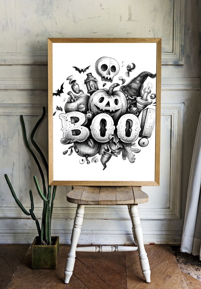 Boo Halloween Typography Poster. room preview
