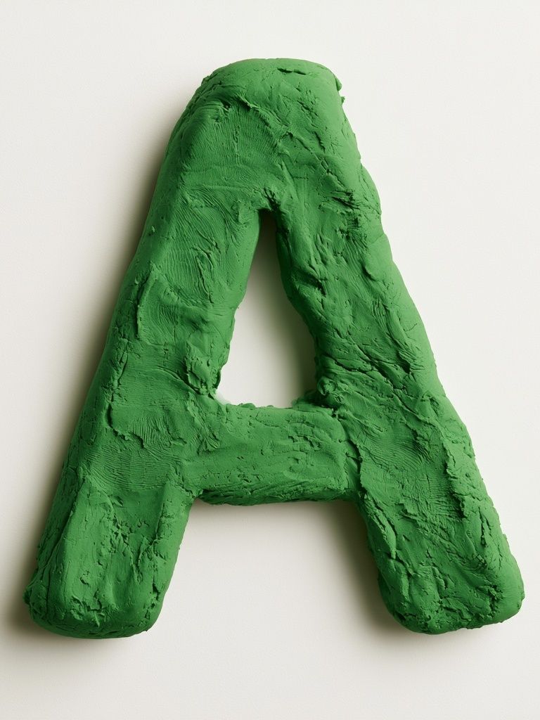 Green Clay Letter A Typography Poster. poster detail