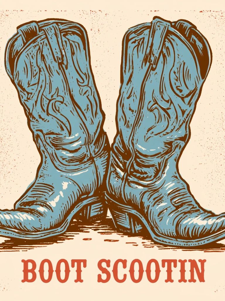Boot Scootin' Typography Poster. poster detail