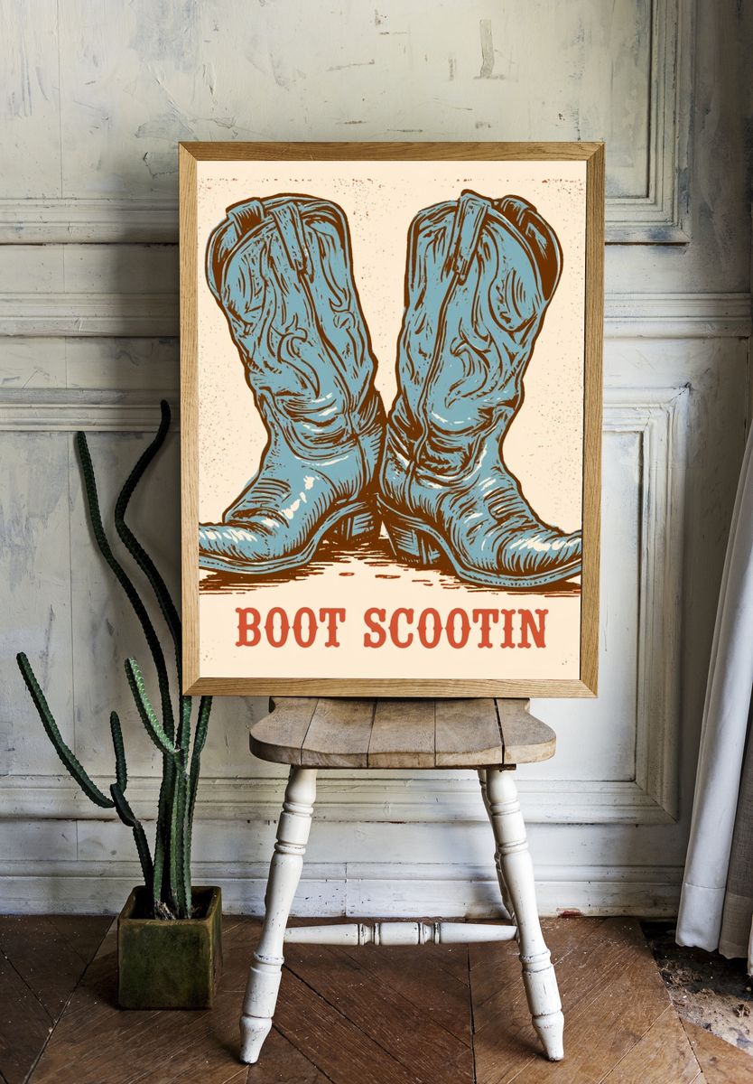 Boot Scootin' Typography Poster. room preview