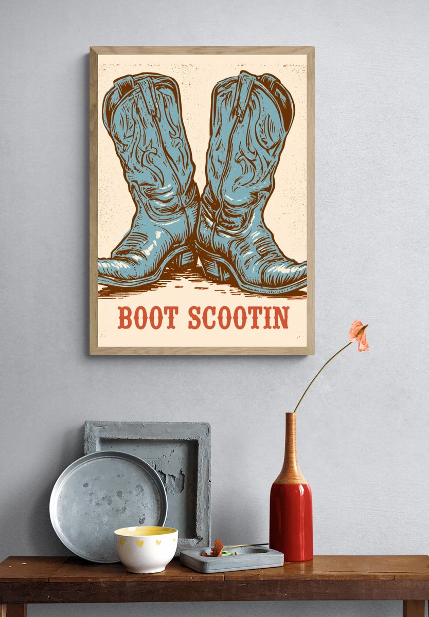 Boot Scootin' Typography Poster. — room view 3