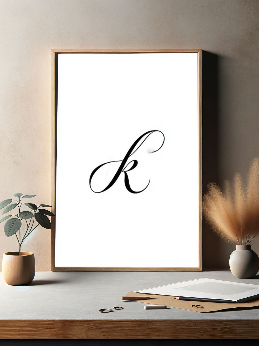 Elegant Script K Typography Poster. — room view 2