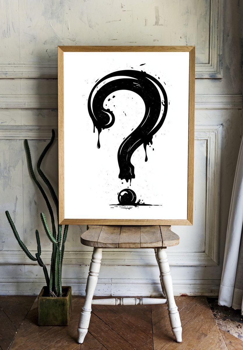 Dripping Question Mark Typography Poster. — room view 1